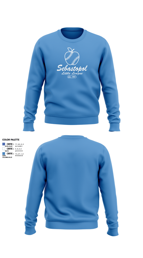 Crew Neck Sweatshirt, Sebastopol Little League, Baseball, Teamtime, Team time, sublimation, custom sports apparel, team uniforms, spirit wear, spiritwear, sports uniforms, custom shirts, team store, custom team store, fundraiser sports, apparel fundraiser