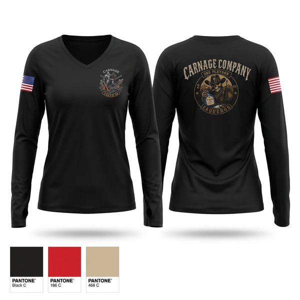 Womens Long Sleeve Vneck Shirt, Carnage 2-37AR, Army, Teamtime, Team time, sublimation, custom sports apparel, team uniforms, spirit wear, spiritwear, sports uniforms, custom shirts, team store, custom team store, fundraiser sports, apparel fundraiser