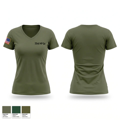 Womens Short Sleeve Vneck Shirt, 23rd MP Co, Army, Teamtime, Team time, sublimation, custom sports apparel, team uniforms, spirit wear, spiritwear, sports uniforms, custom shirts, team store, custom team store, fundraiser sports, apparel fundraiser