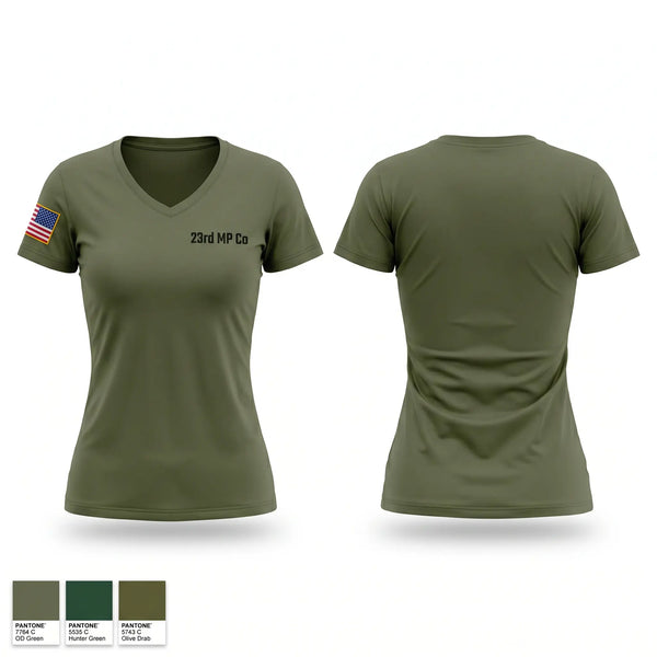 Womens Short Sleeve Vneck Shirt, 23rd MP Co, Army, Teamtime, Team time, sublimation, custom sports apparel, team uniforms, spirit wear, spiritwear, sports uniforms, custom shirts, team store, custom team store, fundraiser sports, apparel fundraiser