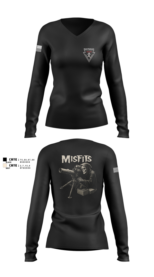 Womens Long Sleeve Vneck Shirt, 2/11 killer troop, Army, Teamtime, Team time, sublimation, custom sports apparel, team uniforms, spirit wear, spiritwear, sports uniforms, custom shirts, team store, custom team store, fundraiser sports, apparel fundraiser