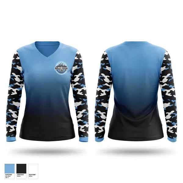 Womens Long Sleeve Vneck Shirt, MILE HIGH 12:11, Men's Basketball, Teamtime, Team time, sublimation, custom sports apparel, team uniforms, spirit wear, spiritwear, sports uniforms, custom shirts, team store, custom team store, fundraiser sports, apparel fundraiser