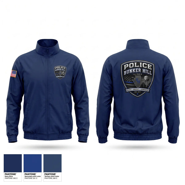 Windbreaker, Bunker Hill Police, Police, Teamtime, Team time, sublimation, custom sports apparel, team uniforms, spirit wear, spiritwear, sports uniforms, custom shirts, team store, custom team store, fundraiser sports, apparel fundraiser