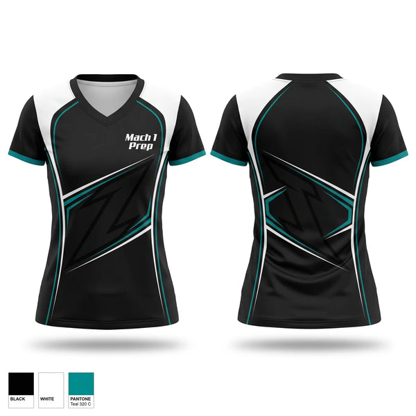 Womens Short Sleeve Vneck Shirt, Mach 1 Prep, Track & Field, Teamtime, Team time, sublimation, custom sports apparel, team uniforms, spirit wear, spiritwear, sports uniforms, custom shirts, team store, custom team store, fundraiser sports, apparel fundraiser