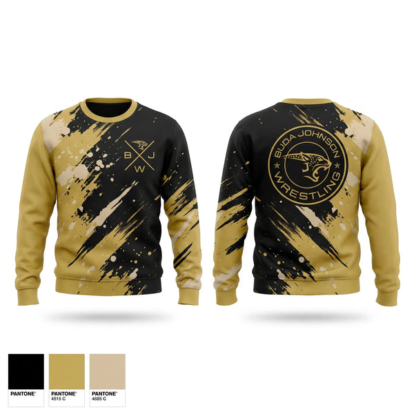 Crew Neck Sweatshirt, Buda Johnson Jaguars Wrestling, Wrestling, Teamtime, Team time, sublimation, custom sports apparel, team uniforms, spirit wear, spiritwear, sports uniforms, custom shirts, team store, custom team store, fundraiser sports, apparel fundraiser