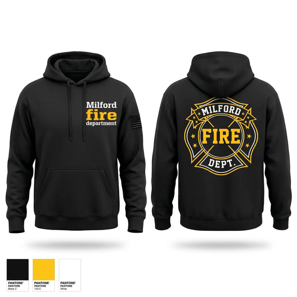 Hoodie, Milford fire department, Fire Department, Teamtime, Team time, sublimation, custom sports apparel, team uniforms, spirit wear, spiritwear, sports uniforms, custom shirts, team store, custom team store, fundraiser sports, apparel fundraiser