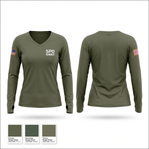 Womens Long Sleeve Vneck Shirt, SPD SWAT, Fire Department, Teamtime, Team time, sublimation, custom sports apparel, team uniforms, spirit wear, spiritwear, sports uniforms, custom shirts, team store, custom team store, fundraiser sports, apparel fundraiser