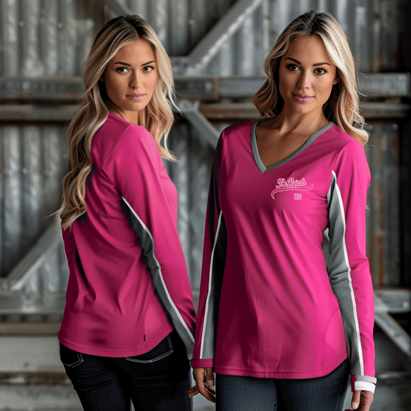 Women's Long Sleeve Vneck Shirt, The rejects, Softball, Teamtime, Team time, sublimation, custom sports apparel, team uniforms, spirit wear, spiritwear, sports uniforms, custom shirts, team store, custom team store, fundraiser sports, apparel fundraiser