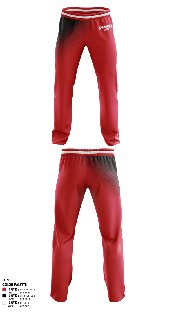 Sweatpants, San Miguel, Men's Soccer, Teamtime, Team time, sublimation, custom sports apparel, team uniforms, spirit wear, spiritwear, sports uniforms, custom shirts, team store, custom team store, fundraiser sports, apparel fundraiser