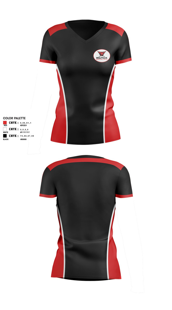 Womens Short Sleeve Vneck Shirt, Wolfpack Martial Arts, , Teamtime, Team time, sublimation, custom sports apparel, team uniforms, spirit wear, spiritwear, sports uniforms, custom shirts, team store, custom team store, fundraiser sports, apparel fundraiser