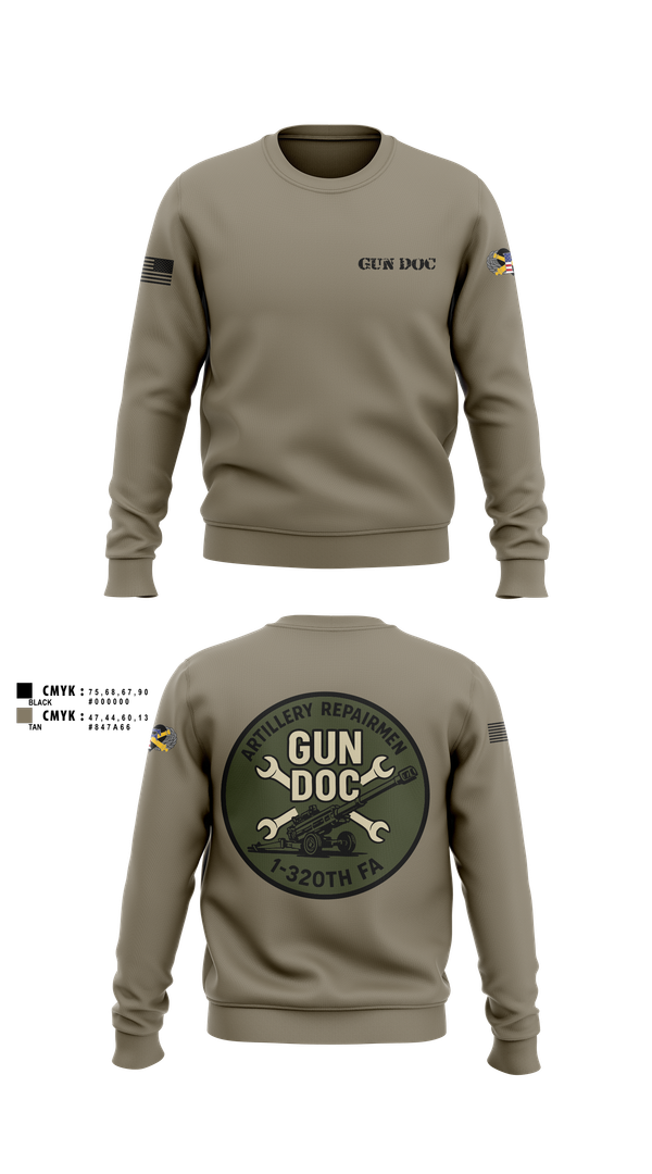 Crew Neck Sweatshirt, ARMT 1-320th Field Artillery, Army, Teamtime, Team time, sublimation, custom sports apparel, team uniforms, spirit wear, spiritwear, sports uniforms, custom shirts, team store, custom team store, fundraiser sports, apparel fundraiser