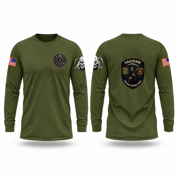 Long Sleeve Performance Shirt, Michigan State Police Saginaw Major Crimes Unit, Police, Teamtime, Team time, sublimation, custom sports apparel, team uniforms, spirit wear, spiritwear, sports uniforms, custom shirts, team store, custom team store, fundraiser sports, apparel fundraiser