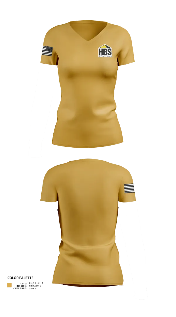 Womens Short Sleeve Vneck Shirt, HBS Drywall, LLC, , Teamtime, Team time, sublimation, custom sports apparel, team uniforms, spirit wear, spiritwear, sports uniforms, custom shirts, team store, custom team store, fundraiser sports, apparel fundraiser