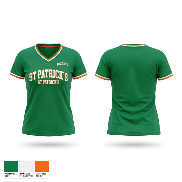 Womens Short Sleeve Vneck Shirt, St. Patrick’s, Men's Basketball, Teamtime, Team time, sublimation, custom sports apparel, team uniforms, spirit wear, spiritwear, sports uniforms, custom shirts, team store, custom team store, fundraiser sports, apparel fundraiser