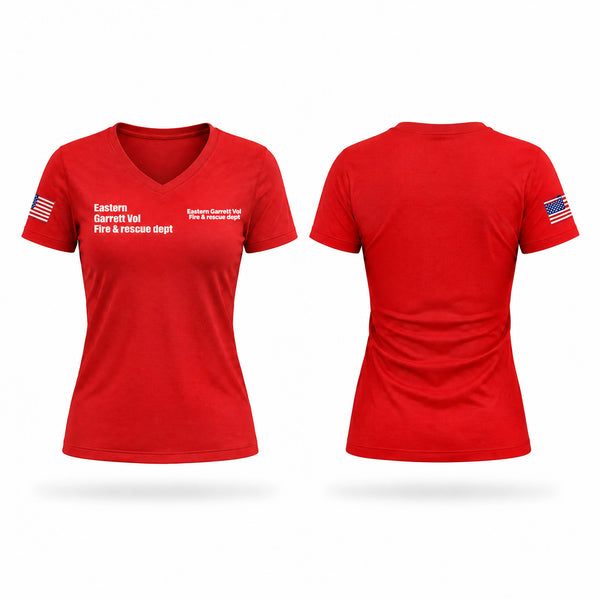 Womens Short Sleeve Vneck Shirt, Eastern Garrett Vol Fire & rescue dept, Fire Department, Teamtime, Team time, sublimation, custom sports apparel, team uniforms, spirit wear, spiritwear, sports uniforms, custom shirts, team store, custom team store, fundraiser sports, apparel fundraiser