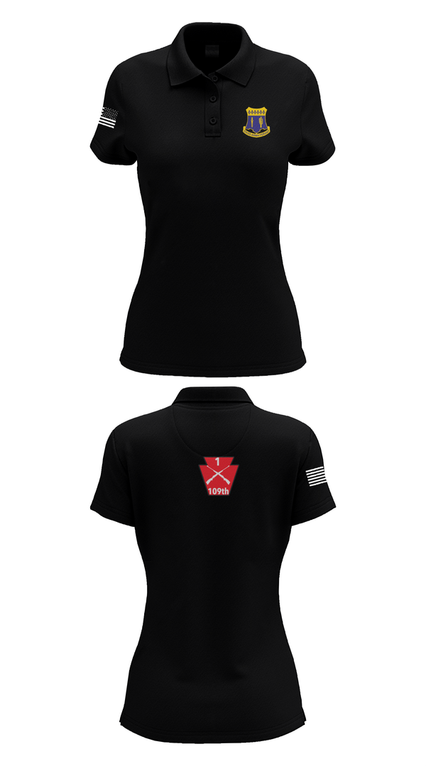 Womens Short Sleeve Performance Polo, A co 1/109, National Guard, Teamtime, Team time, sublimation, custom sports apparel, team uniforms, spirit wear, spiritwear, sports uniforms, custom shirts, team store, custom team store, fundraiser sports, apparel fundraiser