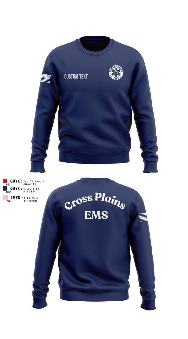 Crew Neck Sweatshirt, Cross Plains Area EMS, EMS/EMT, Teamtime, Team time, sublimation, custom sports apparel, team uniforms, spirit wear, spiritwear, sports uniforms, custom shirts, team store, custom team store, fundraiser sports, apparel fundraiser