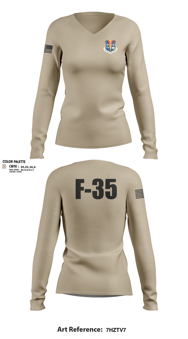 Womens Long Sleeve Vneck Shirt, 85FG, Air Force, Teamtime, Team time, sublimation, custom sports apparel, team uniforms, spirit wear, spiritwear, sports uniforms, custom shirts, team store, custom team store, fundraiser sports, apparel fundraiser