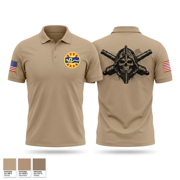 Short Sleeve Performance Polo, 1-148 FA A Btry, National Guard, Teamtime, Team time, sublimation, custom sports apparel, team uniforms, spirit wear, spiritwear, sports uniforms, custom shirts, team store, custom team store, fundraiser sports, apparel fundraiser