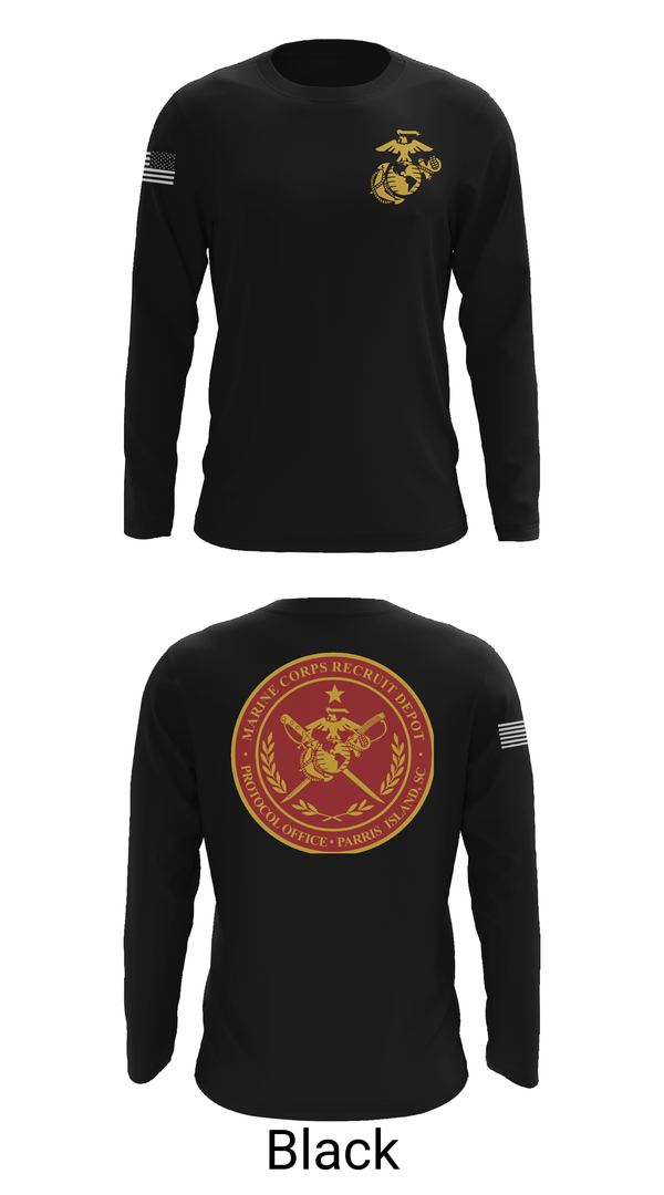 Long Sleeve Performance Shirt, MCRD Parris Island Protocol Office, Marines, Teamtime, Team time, sublimation, custom sports apparel, team uniforms, spirit wear, spiritwear, sports uniforms, custom shirts, team store, custom team store, fundraiser sports, apparel fundraiser