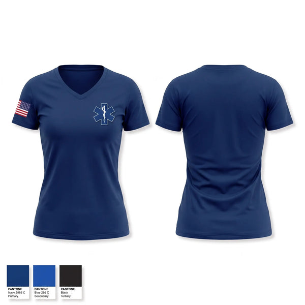 Womens Short Sleeve Vneck Shirt, Sharon Ambulance, EMS/EMT, Teamtime, Team time, sublimation, custom sports apparel, team uniforms, spirit wear, spiritwear, sports uniforms, custom shirts, team store, custom team store, fundraiser sports, apparel fundraiser