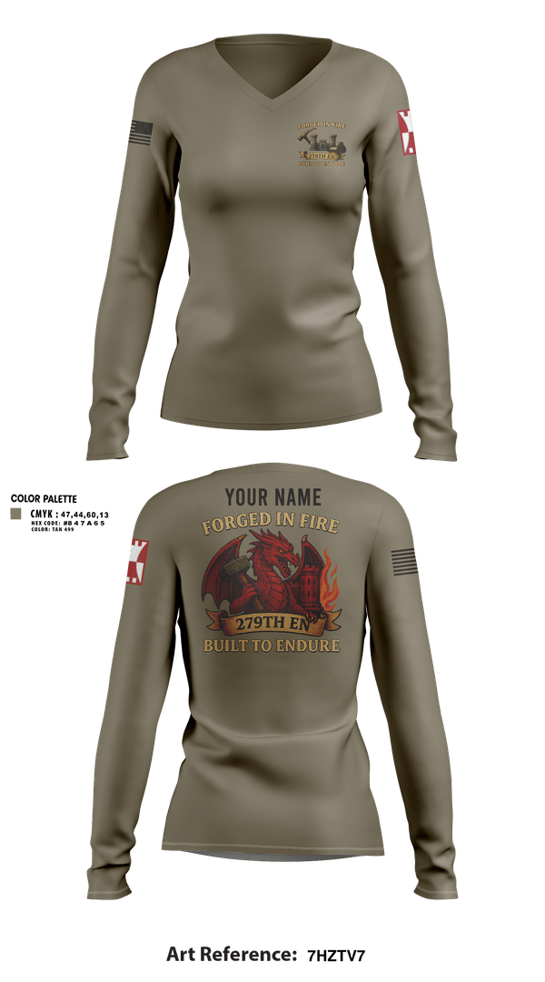 Womens Long Sleeve Vneck Shirt, 279TH Engineer Detachment, Army, Teamtime, Team time, sublimation, custom sports apparel, team uniforms, spirit wear, spiritwear, sports uniforms, custom shirts, team store, custom team store, fundraiser sports, apparel fundraiser