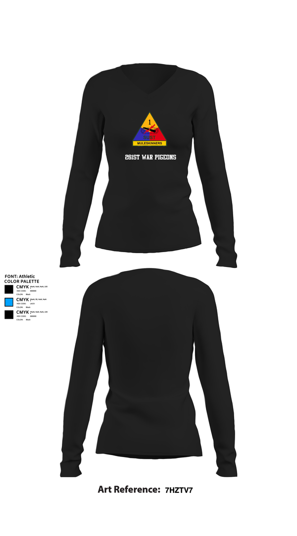 Womens Long Sleeve Vneck Shirt, 261st War Pigeons, Army, Teamtime, Team time, sublimation, custom sports apparel, team uniforms, spirit wear, spiritwear, sports uniforms, custom shirts, team store, custom team store, fundraiser sports, apparel fundraiser