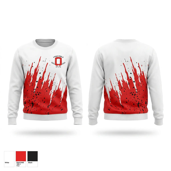 Crew Neck Sweatshirt, Utah Owlz, Baseball, Teamtime, Team time, sublimation, custom sports apparel, team uniforms, spirit wear, spiritwear, sports uniforms, custom shirts, team store, custom team store, fundraiser sports, apparel fundraiser