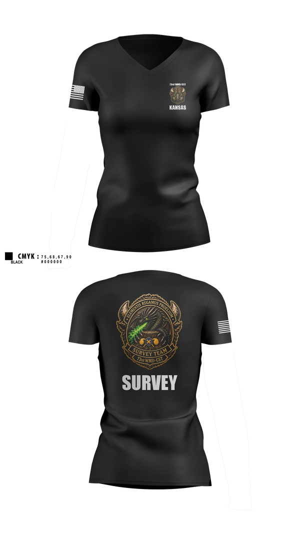Womens Short Sleeve Vneck Shirt, 73rd WMD/CST, National Guard, Teamtime, Team time, sublimation, custom sports apparel, team uniforms, spirit wear, spiritwear, sports uniforms, custom shirts, team store, custom team store, fundraiser sports, apparel fundraiser