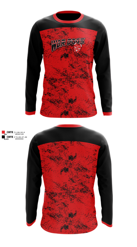 Long Sleeve Performance Shirt, War Dogs Travel Flag Football, Men's Basketball, Teamtime, Team time, sublimation, custom sports apparel, team uniforms, spirit wear, spiritwear, sports uniforms, custom shirts, team store, custom team store, fundraiser sports, apparel fundraiser