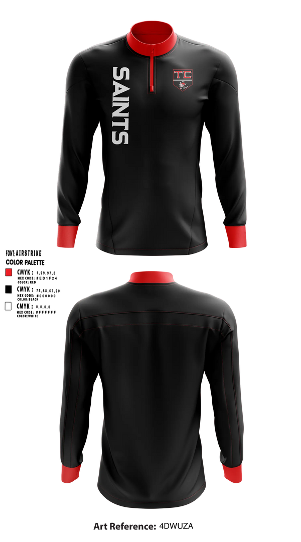 Quarter Zip Jacket, Tri County Saints, Ice Hockey, Teamtime, Team time, sublimation, custom sports apparel, team uniforms, spirit wear, spiritwear, sports uniforms, custom shirts, team store, custom team store, fundraiser sports, apparel fundraiser