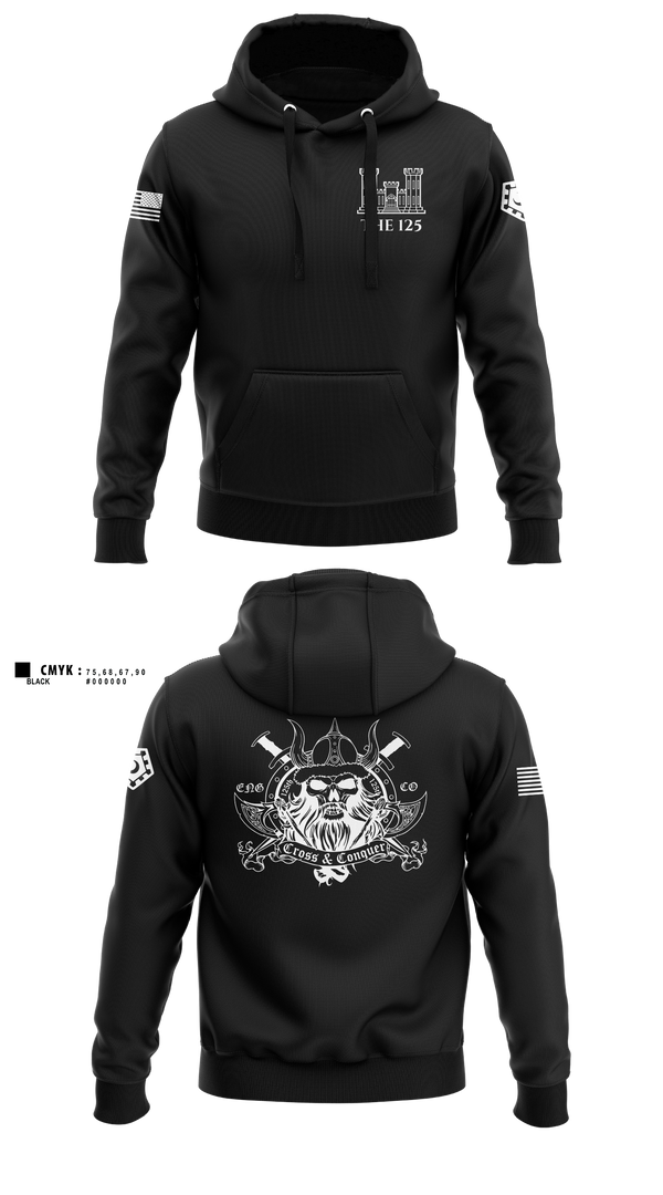 Hoodie, 125 ENGINEER COMPANY, National Guard, Teamtime, Team time, sublimation, custom sports apparel, team uniforms, spirit wear, spiritwear, sports uniforms, custom shirts, team store, custom team store, fundraiser sports, apparel fundraiser