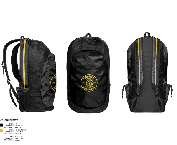Gear Bag, Cobras, Ice Hockey, Teamtime, Team time, sublimation, custom sports apparel, team uniforms, spirit wear, spiritwear, sports uniforms, custom shirts, team store, custom team store, fundraiser sports, apparel fundraiser