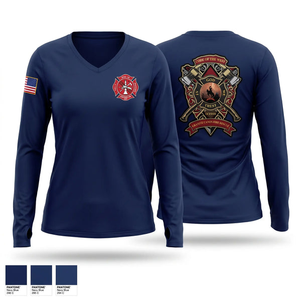 Womens Long Sleeve Vneck Shirt, LCFD 10, Fire Department, Teamtime, Team time, sublimation, custom sports apparel, team uniforms, spirit wear, spiritwear, sports uniforms, custom shirts, team store, custom team store, fundraiser sports, apparel fundraiser