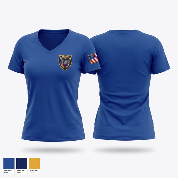 Womens Short Sleeve Vneck Shirt, Moorhead Police Department, Police, Teamtime, Team time, sublimation, custom sports apparel, team uniforms, spirit wear, spiritwear, sports uniforms, custom shirts, team store, custom team store, fundraiser sports, apparel fundraiser