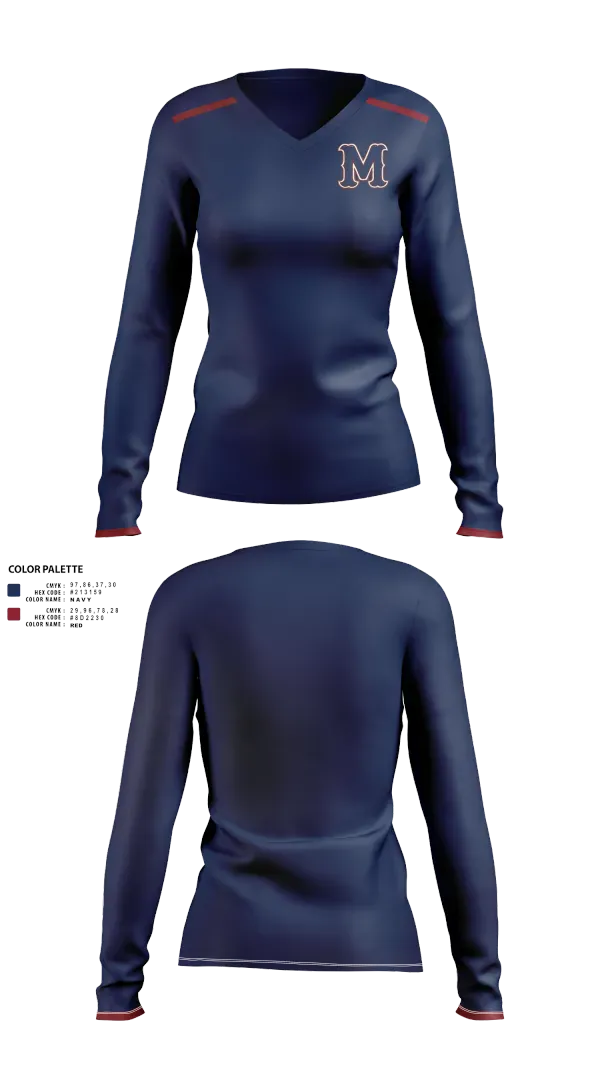 Womens Long Sleeve Vneck Shirt, Madison Academic High School Softball, Softball, Teamtime, Team time, sublimation, custom sports apparel, team uniforms, spirit wear, spiritwear, sports uniforms, custom shirts, team store, custom team store, fundraiser sports, apparel fundraiser