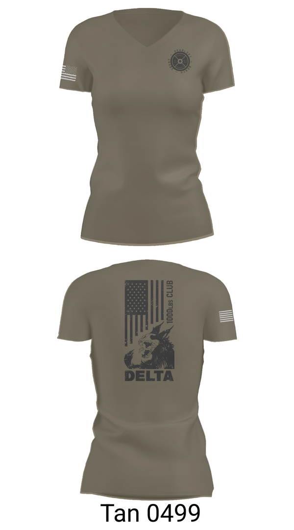 Womens Short Sleeve Vneck Shirt, Delta 5-7 ADA, Army, Teamtime, Team time, sublimation, custom sports apparel, team uniforms, spirit wear, spiritwear, sports uniforms, custom shirts, team store, custom team store, fundraiser sports, apparel fundraiser