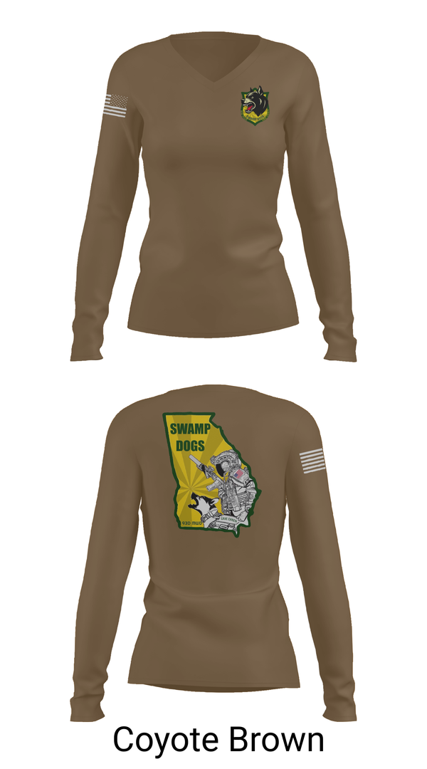 Womens Long Sleeve Vneck Shirt, 93D MP DET (MWD), , Teamtime, Team time, sublimation, custom sports apparel, team uniforms, spirit wear, spiritwear, sports uniforms, custom shirts, team store, custom team store, fundraiser sports, apparel fundraiser