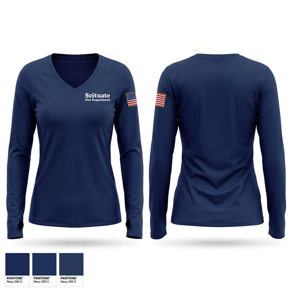 Womens Long Sleeve Vneck Shirt, Scituate Fire Department, Fire Department, Teamtime, Team time, sublimation, custom sports apparel, team uniforms, spirit wear, spiritwear, sports uniforms, custom shirts, team store, custom team store, fundraiser sports, apparel fundraiser