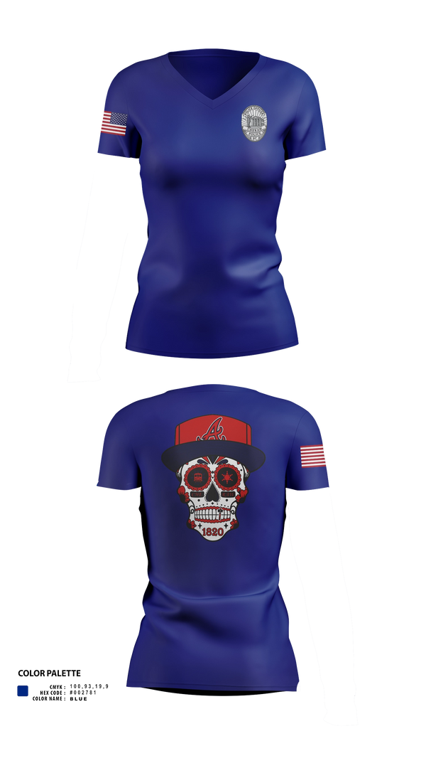 Womens Short Sleeve Vneck Shirt, Cheraw, Police, Teamtime, Team time, sublimation, custom sports apparel, team uniforms, spirit wear, spiritwear, sports uniforms, custom shirts, team store, custom team store, fundraiser sports, apparel fundraiser