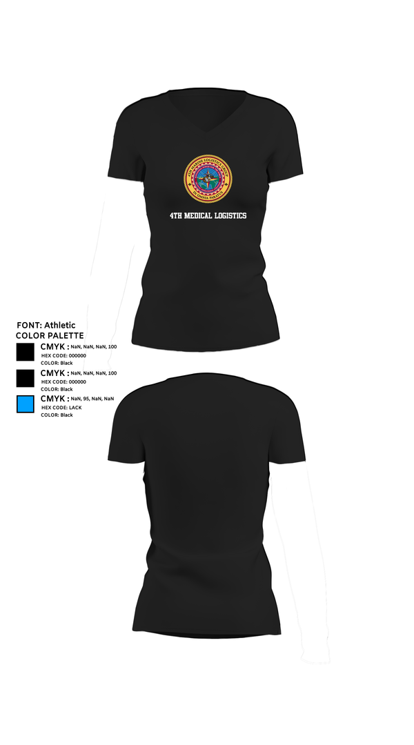 Womens Short Sleeve Vneck Shirt, 4th Medical Logistics, Marines, Teamtime, Team time, sublimation, custom sports apparel, team uniforms, spirit wear, spiritwear, sports uniforms, custom shirts, team store, custom team store, fundraiser sports, apparel fundraiser