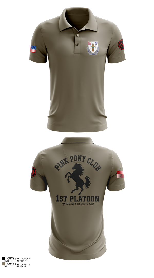 Short Sleeve Performance Polo, 1/182 1st Platoon, National Guard, Teamtime, Team time, sublimation, custom sports apparel, team uniforms, spirit wear, spiritwear, sports uniforms, custom shirts, team store, custom team store, fundraiser sports, apparel fundraiser