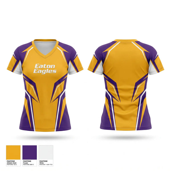 Womens Short Sleeve Vneck Shirt, Eaton Eagles, Cross Country, Teamtime, Team time, sublimation, custom sports apparel, team uniforms, spirit wear, spiritwear, sports uniforms, custom shirts, team store, custom team store, fundraiser sports, apparel fundraiser