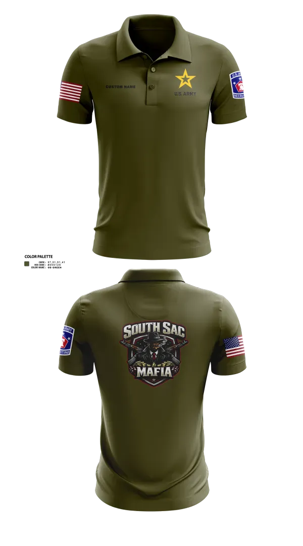 Short Sleeve Performance Polo, SAC SOUTH, Army, Teamtime, Team time, sublimation, custom sports apparel, team uniforms, spirit wear, spiritwear, sports uniforms, custom shirts, team store, custom team store, fundraiser sports, apparel fundraiser