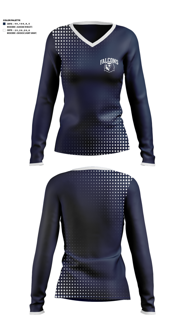 Womens Long Sleeve Vneck Shirt, Frontier School of Excellence Basketball, Men's Basketball, Teamtime, Team time, sublimation, custom sports apparel, team uniforms, spirit wear, spiritwear, sports uniforms, custom shirts, team store, custom team store, fundraiser sports, apparel fundraiser
