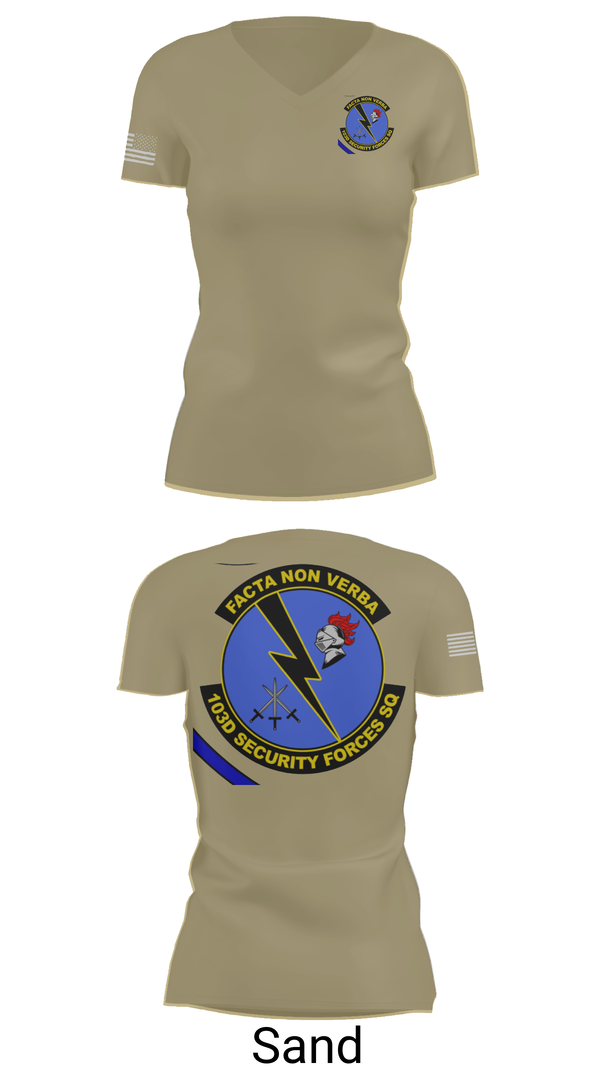 Womens Short Sleeve Vneck Shirt, 103d SECURITY FORCES SQUADRON, , Teamtime, Team time, sublimation, custom sports apparel, team uniforms, spirit wear, spiritwear, sports uniforms, custom shirts, team store, custom team store, fundraiser sports, apparel fundraiser