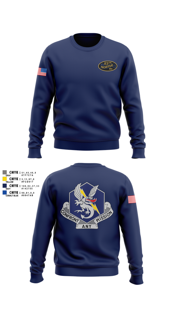 Crew Neck Sweatshirt, 83d Chemical Battalion, Army, Teamtime, Team time, sublimation, custom sports apparel, team uniforms, spirit wear, spiritwear, sports uniforms, custom shirts, team store, custom team store, fundraiser sports, apparel fundraiser