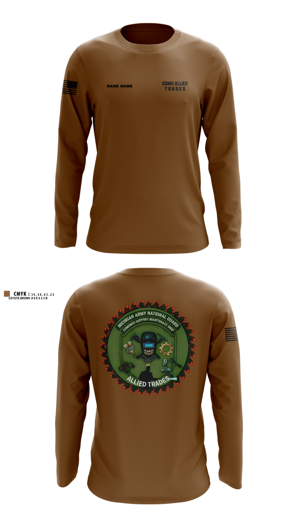 Long Sleeve Performance Shirt, CSMS ALLIED TRADES, National Guard, Teamtime, Team time, sublimation, custom sports apparel, team uniforms, spirit wear, spiritwear, sports uniforms, custom shirts, team store, custom team store, fundraiser sports, apparel fundraiser