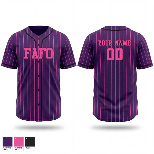 Full Button Baseball Jersey, F.A.F.O, Baseball, Teamtime, Team time, sublimation, custom sports apparel, team uniforms, spirit wear, spiritwear, sports uniforms, custom shirts, team store, custom team store, fundraiser sports, apparel fundraiser