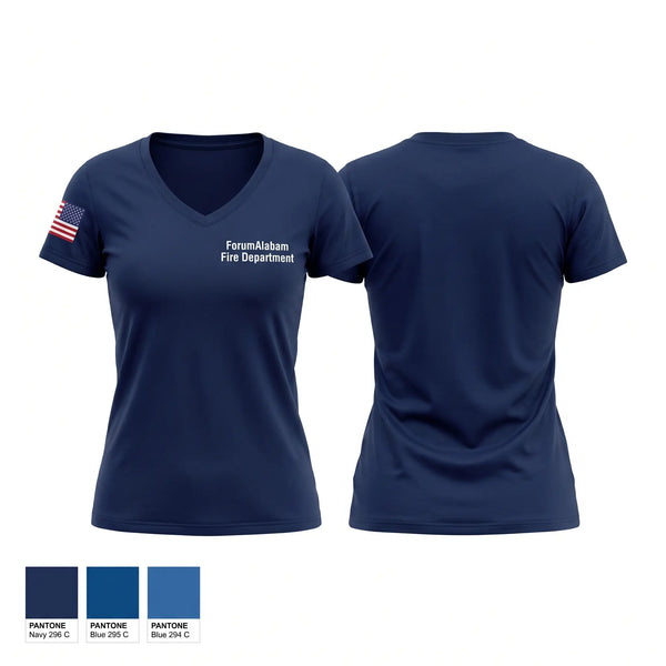 Womens Short Sleeve Vneck Shirt, Forum-Alabam Fire Department, Fire Department, Teamtime, Team time, sublimation, custom sports apparel, team uniforms, spirit wear, spiritwear, sports uniforms, custom shirts, team store, custom team store, fundraiser sports, apparel fundraiser